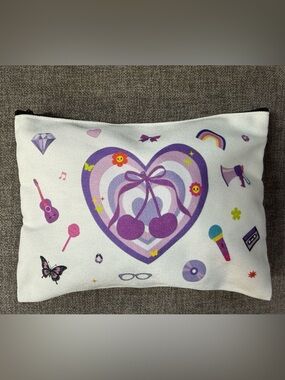 Purple Heart Cherry Graphic Organizer Zipper Pouch. NWOT (Material type; Canvas)